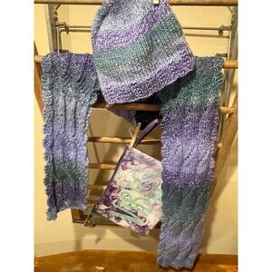 Ombre hand knitted hat&scarf set
